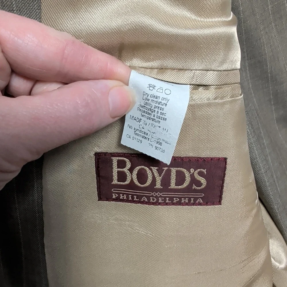 Vintage Ralph Lauren Mens 2pc Pinstripe Suit 42R 38x28 Tan 3 Button Union Canada